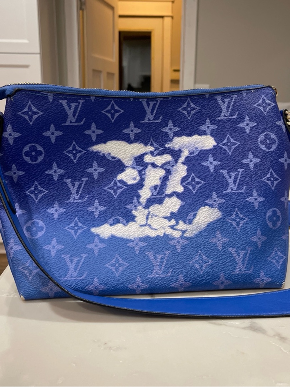 Blue Monogram Chain Shoulder Bag - Picture 3 of 6
